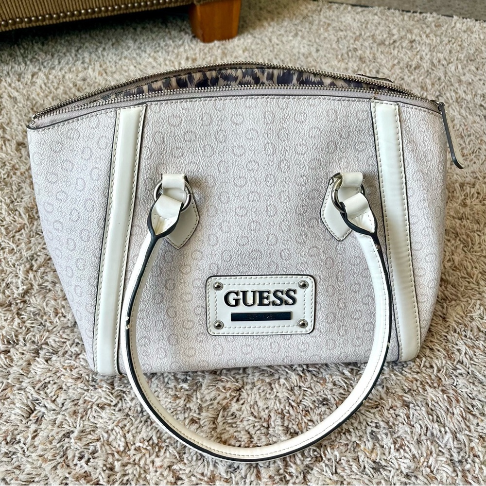 Guess - Women’s Beige G Monogram Leather Purse Bag